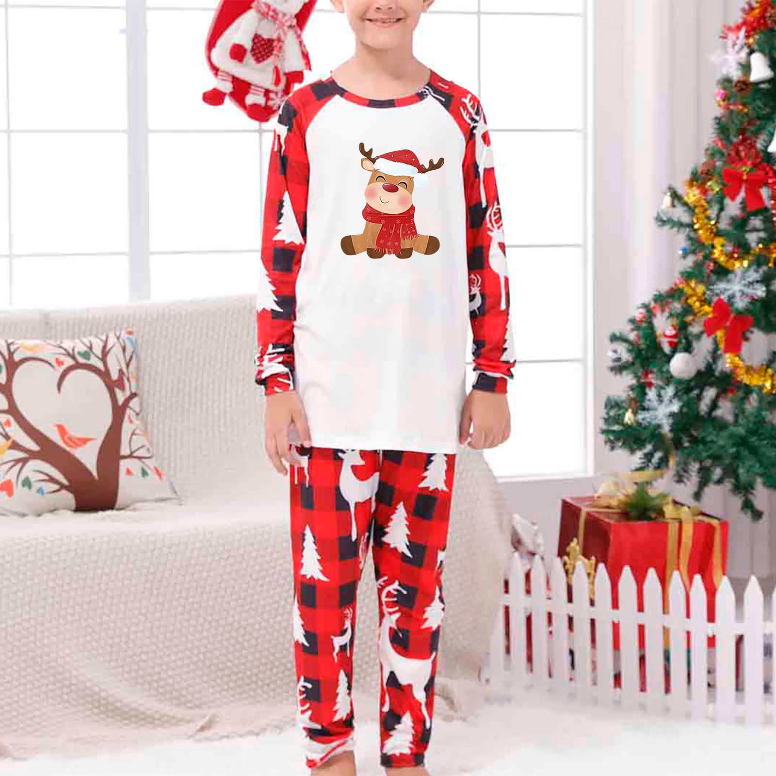 Clearance Parent child Warm Christmas Set Printed Home Wear Pajamas Two piece Set Clearance Sales Return Pallet 33 Walmart
