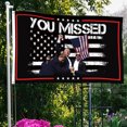 thumbnail image 1 of Bandera de Donald Trump 2024 de 3x5 pies, banderas de tiro sobrevividas de Trump de doble cara, poliéster, 1 of 9