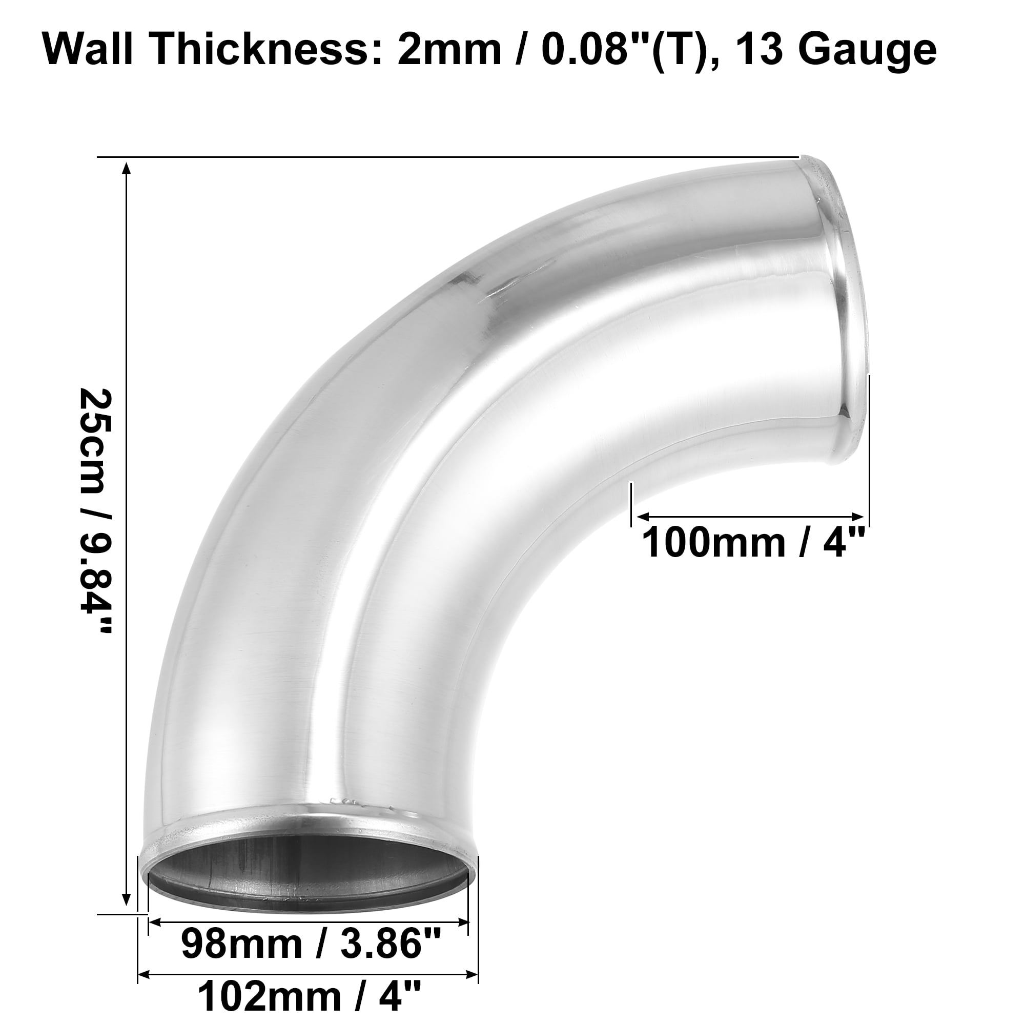Unique Bargains 4 Inch Tube Intercooler Pipe 90 Degree Bend Elbow for Car OD 3.5" 89mm