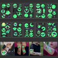 thumbnail image 1 of 10 Uds pegatinas de tatuaje que brillan en la noche de Halloween, pegatinas de tatuaje con brillo temporal 3d verde fluorescente, pegatinas de tatuaje que brillan en la noche de murciélago, 1 of 5