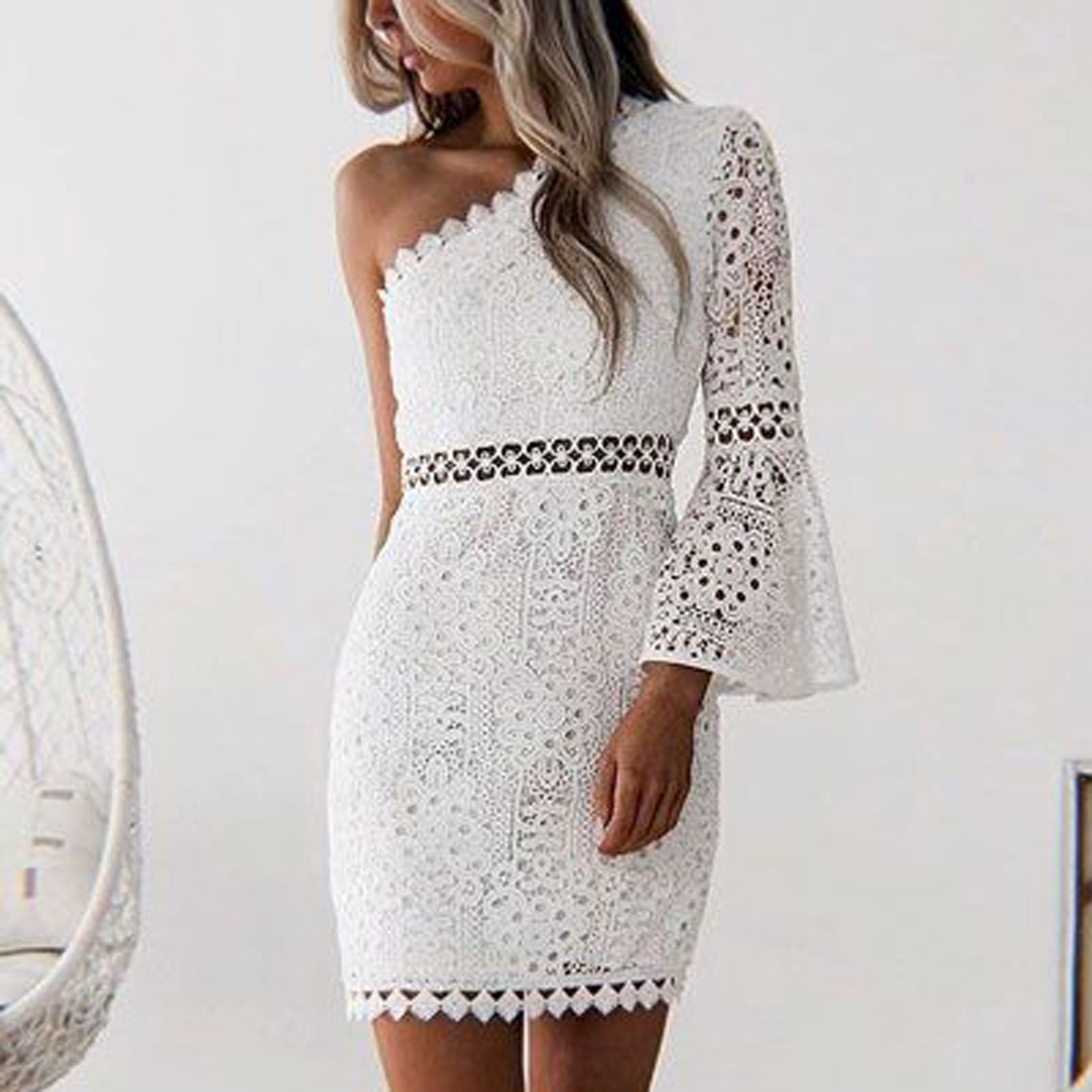 KONBECA Women's White Wedding Guest Dress, Sexy Fringe Sleeveless O KONBECA Women's White Wedding Guest Dress, Sexy Fringe Sleeveless O