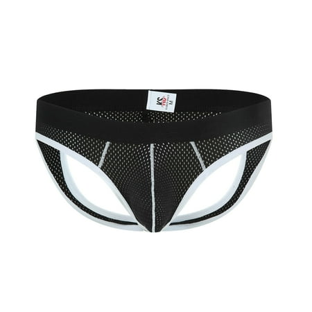 

YDKZYMD Mens Cotton Low Rise Jockstrap Thong Athletic Briefs Underwear Hot Bulge Pouch Sexy G-String Stretch Lingerie