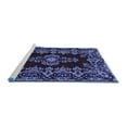 thumbnail image 2 of Ahgly Company Machine Washable Indoor Round Medallion Blue Traditional Area Rugs, 6' Round, 2 of 4