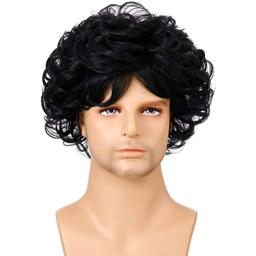 Black curly wig halloween Clearance