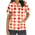 thumbnail image 2 of Valentines Day Scrub Tops Women, Heart Blouses for Women, Short Sleeve V Neck Shirts Women's Valentine's Day Printed Blouse with Pockets Nurse Tops Short Sleeved V-Neck Tops Shirt, 2 of 5