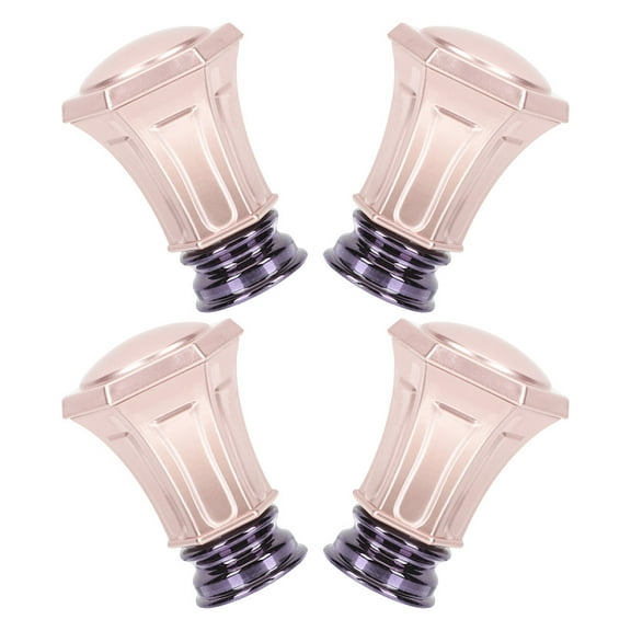 WORGEOUS 4PCS Curtain Rod End Finials Decorative Drapery Pole Head Caps Rustic Style Curtain Rail Finials for Window Drapery Rods Rose Gold
