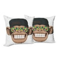 thumbnail image 6 of Ambesonne Funny Throw Pillow Cover 2 Pack, Hipster Monkey Glasses, 24", Brown Black White, 6 of 6