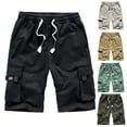 thumbnail image 3 of Men's Cargo Shorts Elastic Waist Lightweight Relaxed Fit Casual Outdoor Lightweight Work Shorts Multi-Pockets, 3 of 5