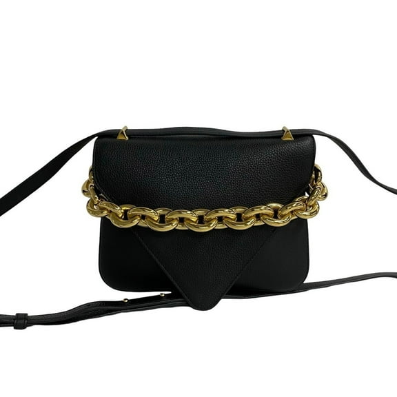 Pre-Owned BOTTEGA VENETA Mount Envelope Leather 3-Way Shoulder/Handbag, Black, 55545 (Good)