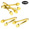 thumbnail image 4 of Jcren 12 Piezas Pinzas Doradas Pinzas Para Servir Pinzas De Acero Inoxidable Para Servir Alimentos Pinzas Para Azúcar Pinzas Para Hielo Para Fiestas De Té Café Aperitivos Postres - 4,9 Pulgadas, 4 of 5