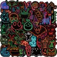 thumbnail image 1 of Pegatinas de vinilo de neón para Halloween, impermeables, con graffitis, 1 of 4