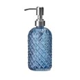 thumbnail image 1 of Botella de loción de vidrio de 400 ml con dispensador de jabón for el hogar, el hotel y el baño, transparente, cilíndrica, azul, transparente, verde y naranja, 1 of 6