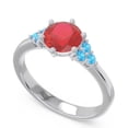 thumbnail image 2 of Diamond-Capitals 2.15 Carat Round Cut Red Ruby & Blue Topaz Gemstone Unique Engagement Ring for Women Solid 18K White Gold Size 10, 2 of 7