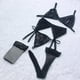 thumbnail image 1 of Lencería sexy para mujer, ropa interior de entrepierna abierta de tres puntos, conjunto de tres piezas con sujetador Dew, pijama transparente de tentación con liga, 1 of 4