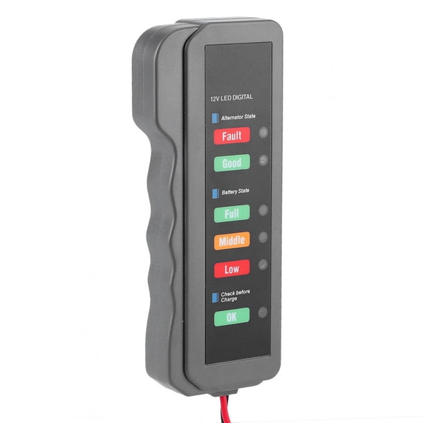 Probador de batería de coche de 12V, herramienta de diagnóstico automotriz con pantalla de luces 6LED, control de estado del alternador