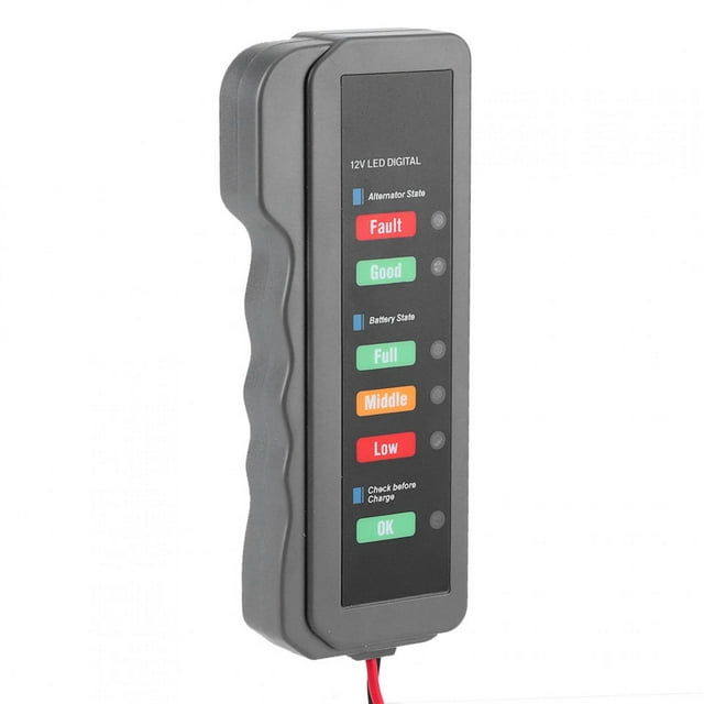 Car Battery Tester Auto Battery Analyzer Battery Diagnostic Tool Alternator Test Tool 12V Car Battery Tester 6LED Lights Display Alternator State Check Automotive Diagnostic Tool