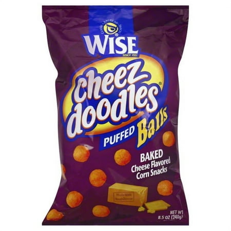 Wise Cheez Doodles Baked Cheddar Puffed Balls, 8.5 Oz.