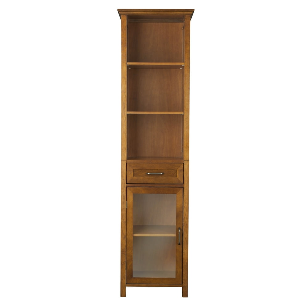 Elegant Home Fashions Avery Wooden Linen Tower with Shelves and Drawer