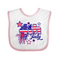 Inktastic 4th of July Fireworks Stars and American Flag Boys or Girls Baby Bib