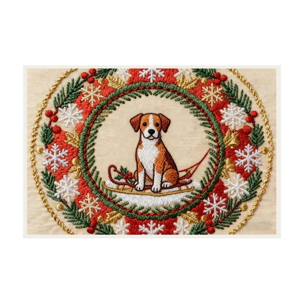 Felpudo navideño con decoración navideña para puerta de entrada, alfombra navideña bordada para baño, diseño de flor de Pascua y perros, alfombra de entrada rústica, felpudo navideño de bienvenida.