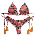 thumbnail image 1 of Wyzesi High Compression Fit Swimwears Women's Printed Two Piece Bikini Set Alluring Triangle Top & Bottom Swimsuit Pink L, 1 of 3