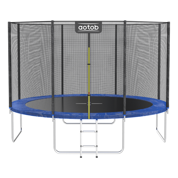 AOTOB 12FT Trampoline for Kids/Adults, Backyard Trampoline Weight Capacity 1400LBS with Safety Enclosure Net and Ladder, Blue