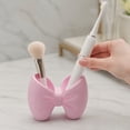 thumbnail image 4 of Bow Shaped Organizer Holder Multipurpose Storage Stand for Toothbrush Pen Makeup Bathroom Office Vanity Desk Accessory White 5" x 2" x 4", 4 of 5