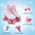 thumbnail image 3 of Puedo Roller Skates Girls  with Light Up Wheels PU Leather High-top Skate for Kids, Women, Youth and Beginners  Indoor Outdoor, White (Women 8.5), 3 of 7