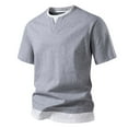 thumbnail image 2 of Gray Man Lounge Tops Short Sleeve Blouses for Man Crewneck Loose Fit Plain Fall Summer Shirts 2025 Soft Comfy Clothes Fashion Country Concert Y2K XXL, 2 of 4