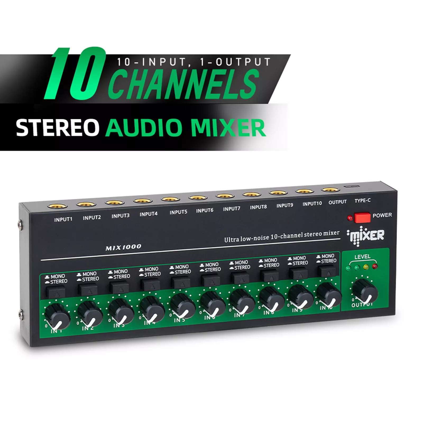 Precision Sound Mixer for Detailed Audio Adjustment Independent Control Knobs & Low Noise Chip