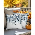 thumbnail image 4 of Decorative Throw Pillow Covers 16x16 Inch Set of 2 Blue Eucalyptus Leaves Fall Decor Pillow Cases for Couch, Leaf Flowers Cushion Case for Living Room Bedroom Bed Car Chair, 4 of 9