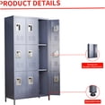 thumbnail image 4 of Gray 9 Compartment Metal Storage Locker Cabinet with Lock for Gym, Office, School Use, 4 of 10