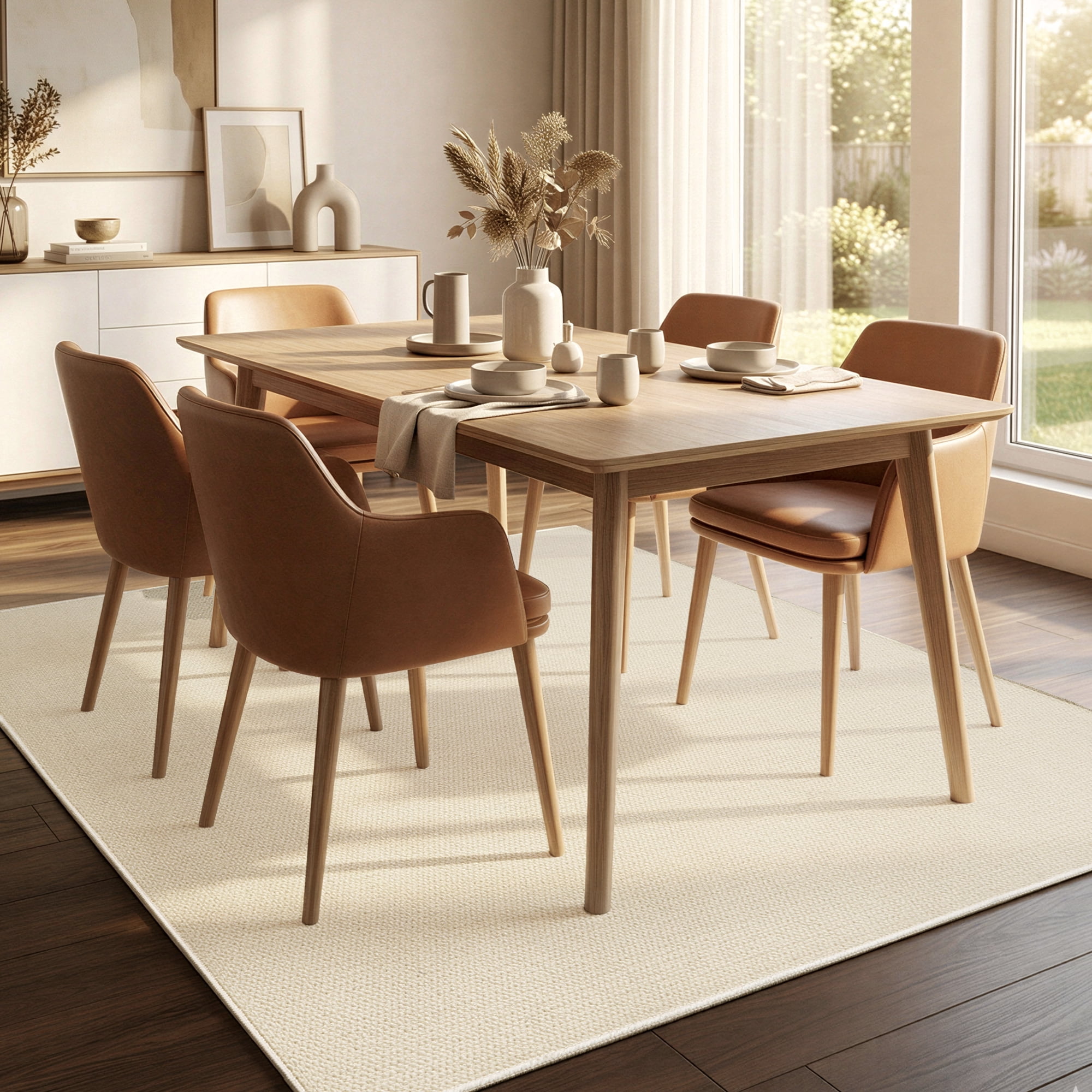 WANLISELL 5' x 7' Area Rug, Machine Washable Rugs for Living Room, Indoor Modern Soft Carpet for Dining Room Bedroom Kitchen Office, Pure White