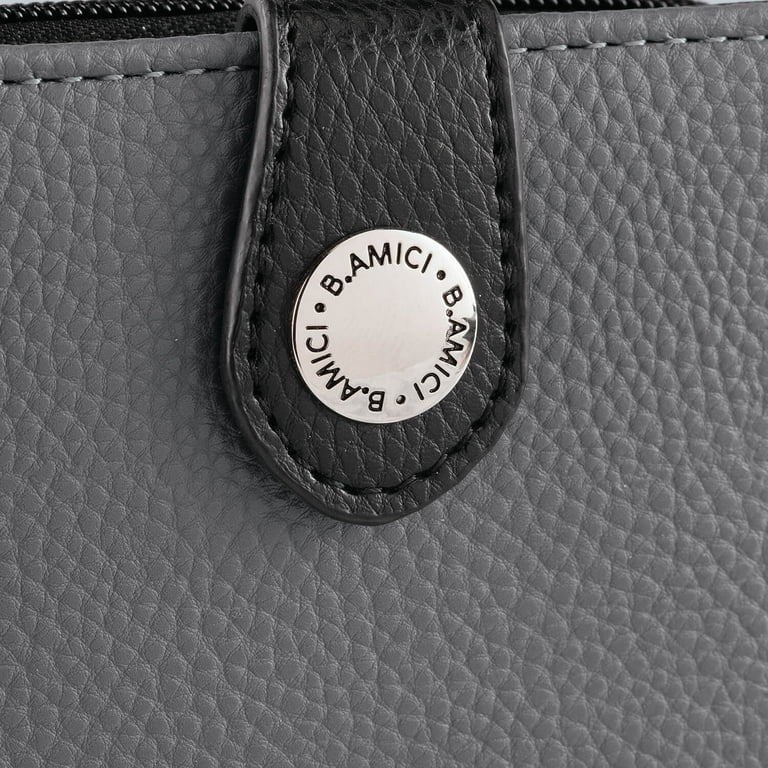 B.Amici Caryn RFID Zip-Around Leather Wallet - Small - Grey