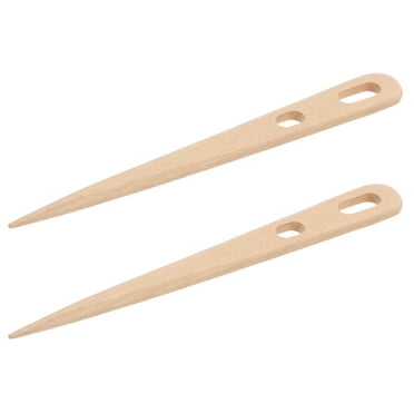 1 Pair Wooden Knitting Needles Set With Large Eye Hand Knitting Tool Tapestry Weaving Tools Diy Handcraft Supplies For Beginners