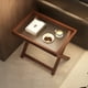 thumbnail image 5 of Mesita de noche de bambú con patas plegables | Bandeja de snacks de madera natural | Mesa portátil para servir el desayuno con barandillas | Diseño compacto ligero 44 x 40 x 30 cm, 5 of 6