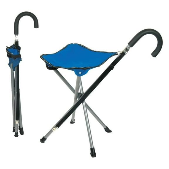 Folding Cane Chair/Walking Stick (Blue)