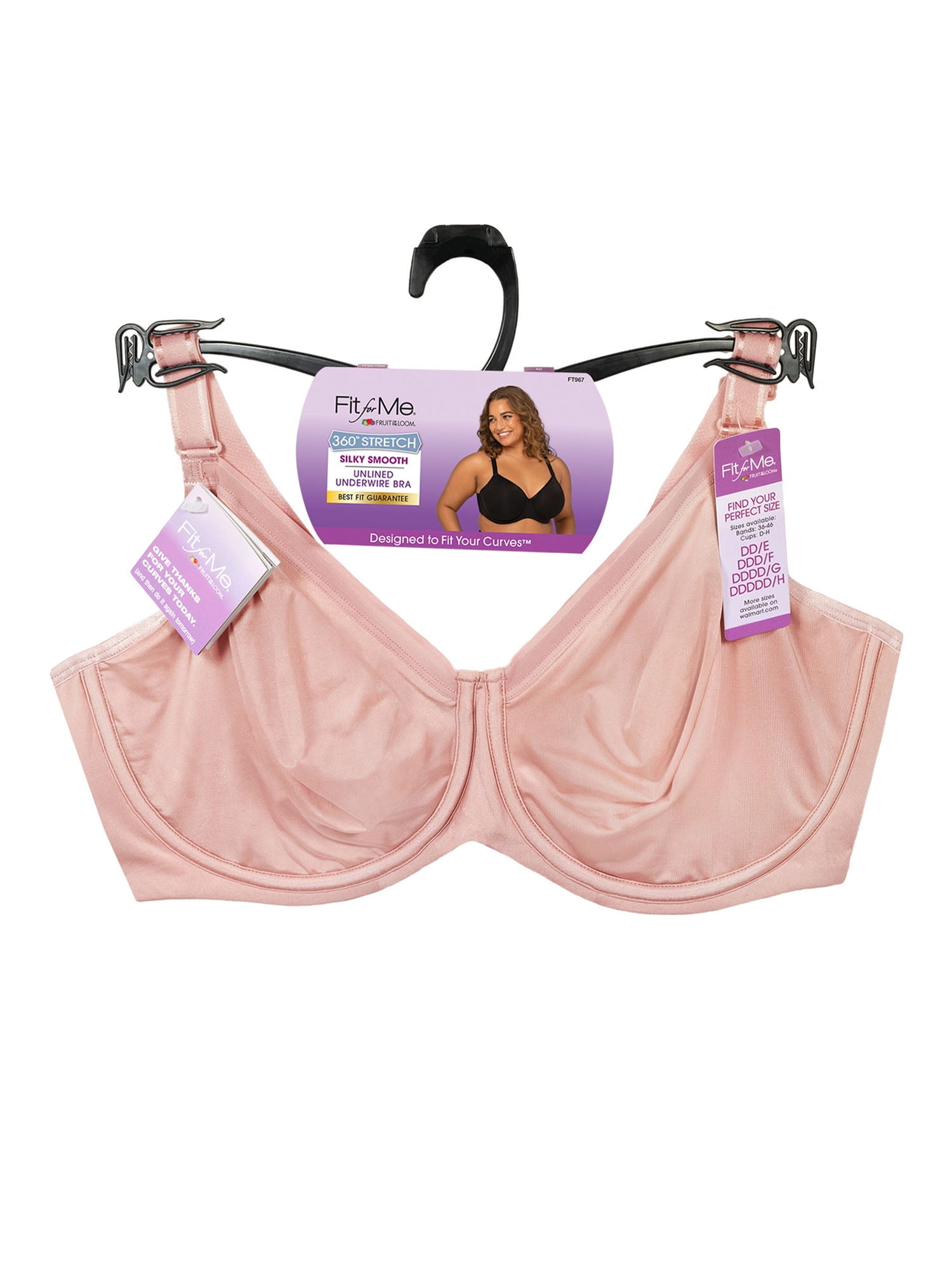 Fit for Me by Fruit of the Loom Women's Unlined Underwire Bra, Style FT967,  Sizes 38D to 42H