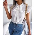 thumbnail image 4 of Blusas de gasa con cuello de pajarita de verano para mujer, blusas de gasa con cuello de pajarita de verano para mujer, camisas de gasa con cuello de pajarita para mujer, valor inmejorable, 4 of 9