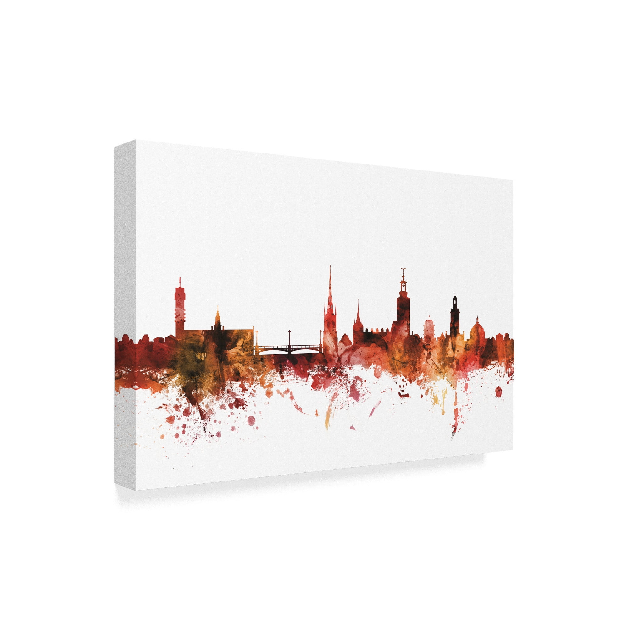 Trademark Fine Art 'Stockholm Sweden Skyline Red' Canvas Art by Michael Tompsett