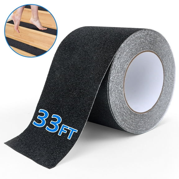 Tripumer Anti Slip Tape for Stairs Heavy Duty PVC Grip Tape 4 in x 33 ft Abrasive Tread Staircases Tape  Black