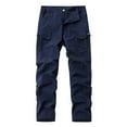 thumbnail image 3 of PUYAHG Men's Cargo Pants Long Straight Leg Elastic Waisted Work Outdoor Utility Business Activities Trousers for Man Navy,S, 3 of 5