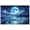 Unframe-style, variant on Full Moon Ocean Beach Canvas Wall Art Print with Palm Trees and Starry Night Sky, Serene Tropical Landscape Home Decor for Living Room Bedroom