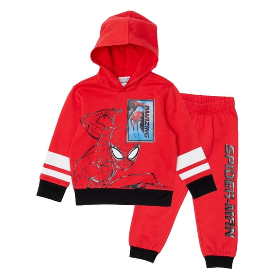 Marvel Spider-Man Boys’ Lenticular Hoodie and Jogger Pants Set, 2-Piece Fleece Outfit (Red, 3T)