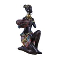 thumbnail image 4 of Escultura africana que representa a una mujer, portavelas para velas pequeñas, figura femenina. Falda marrón, 4 of 9