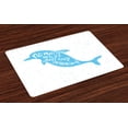 thumbnail image 1 of Ambesonne Dolphin Place Mats Set of 4, Hand Drawn Sea Mammal, Standard Size, Sky Blue White, 1 of 4