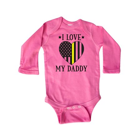 

Inktastic Dispatcher Daddy Gold Line Emergency Gift Baby Boy or Baby Girl Long Sleeve Bodysuit