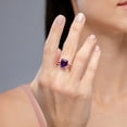 thumbnail image 3 of ANGARA Natural 4 Ct. Amethyst with Diamond Classic Ring in 14K Rose Gold for Women (Ring Size: 11), 3 of 9