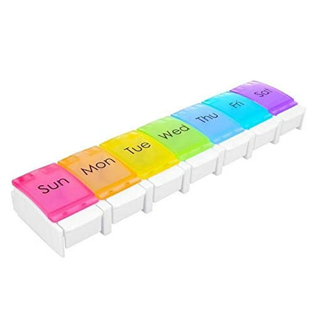 epacks Premium Weekly Pill Organizer, Gift Case Medicine Water Font Container Capsules Medication Dispenser Daily Travel Large Organizing Box Boxes and Vitamin Open Bottle Size Pills (1 Pack)
