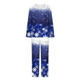 thumbnail image 4 of asdoklhq Cotton Pajamas for Women Ladies' Christmas Printed Casual Top Pants Pajama Set Blue XL, 4 of 6